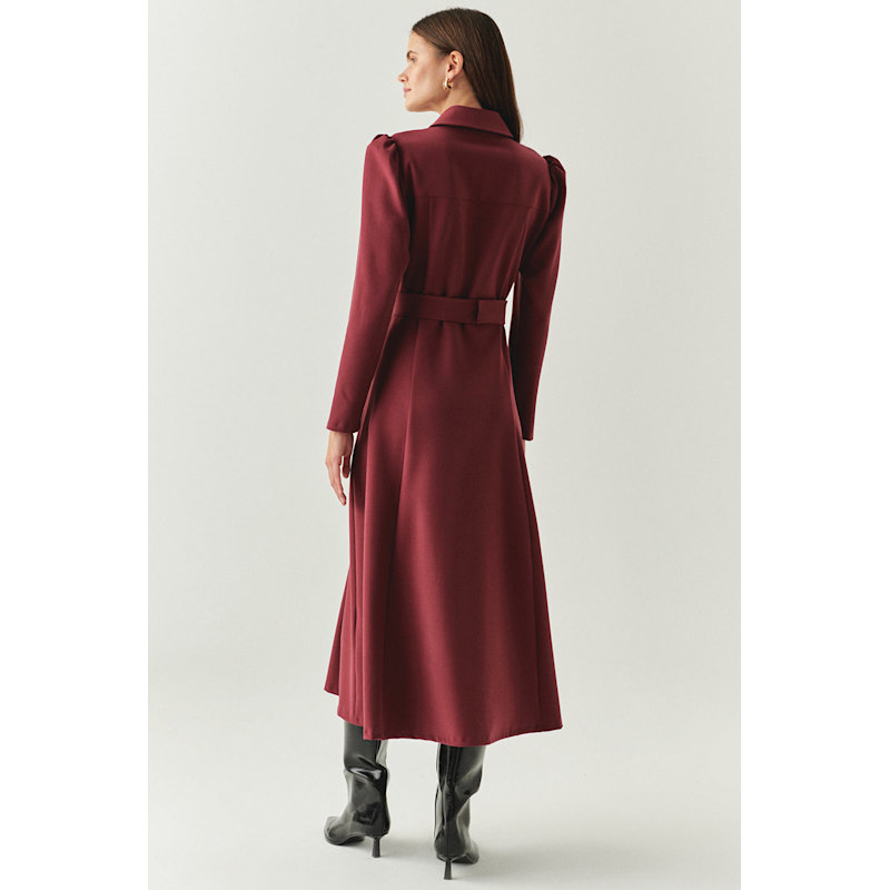 midi dress slim fit Slim Fit Satin Midi Dress L / Dusty Blue