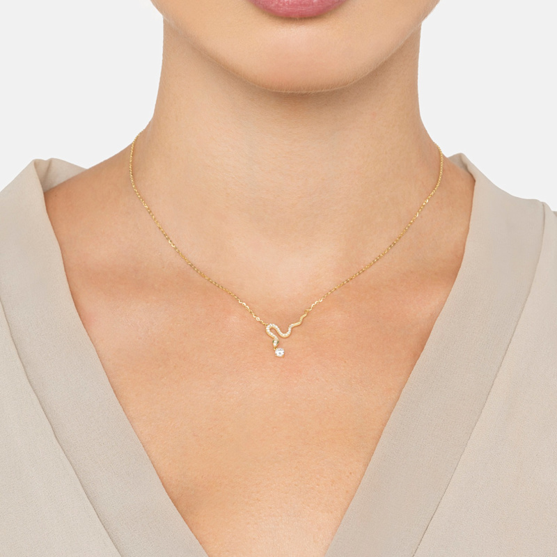 Thumbnail of Slither Snake Pendant Necklace Gold image