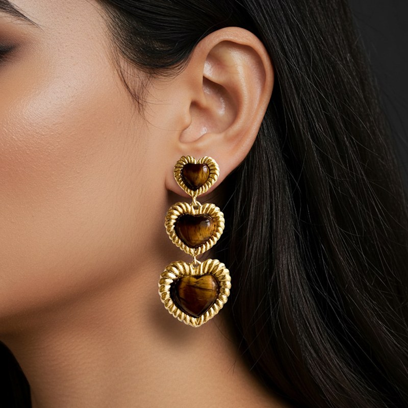 Thumbnail of Sloan Triple Heart Earrings / Blue image
