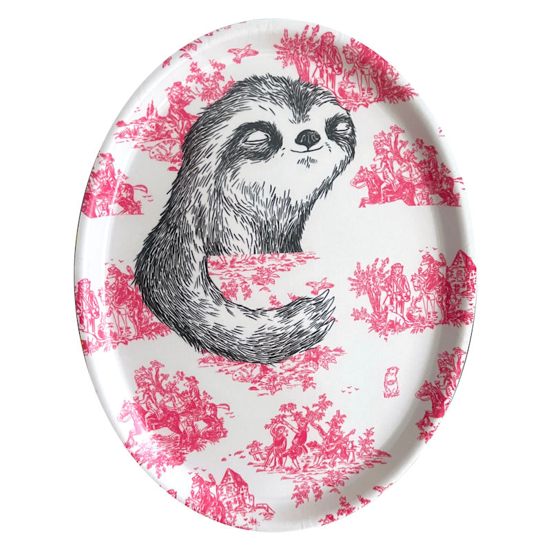 Thumbnail of Sloth Sleeping - Toile Pattern Tray image