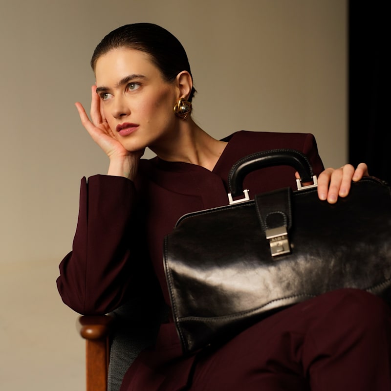 Thumbnail of Small Leather Doctor Bag For Women In Black - David Copperfield image