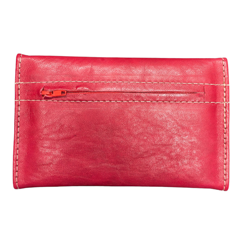 Small Leather Tri-Fold Purse Red | Berber Leather | Wolf & Badger