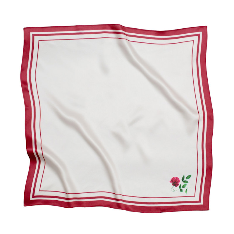 Thumbnail of Small Red Minimal Floral Natural Silk Scarf image