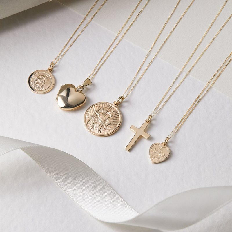 Thumbnail of Small Round Gold St Christopher Pendant Necklace image