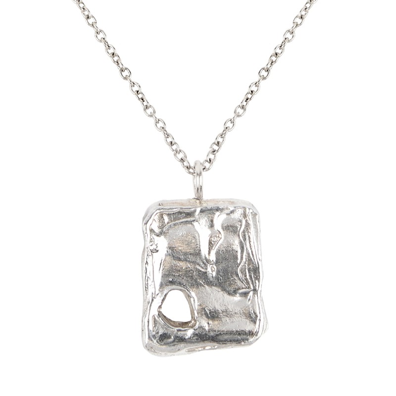 Small Abstract Molten Soulmate Necklace - Silver