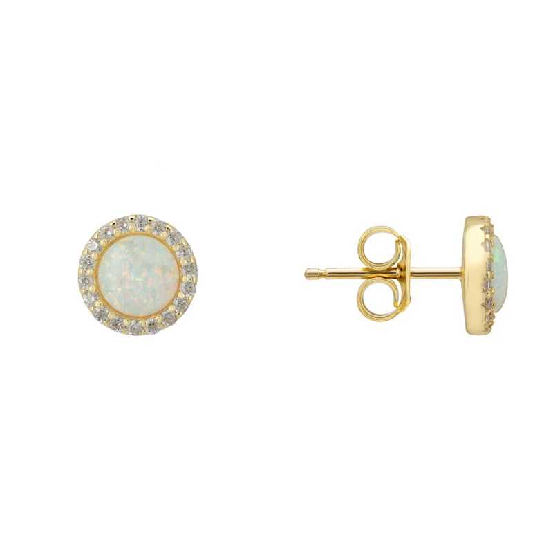 Thumbnail of Small Sparkling Halo Opal Stud Earrings Gold image