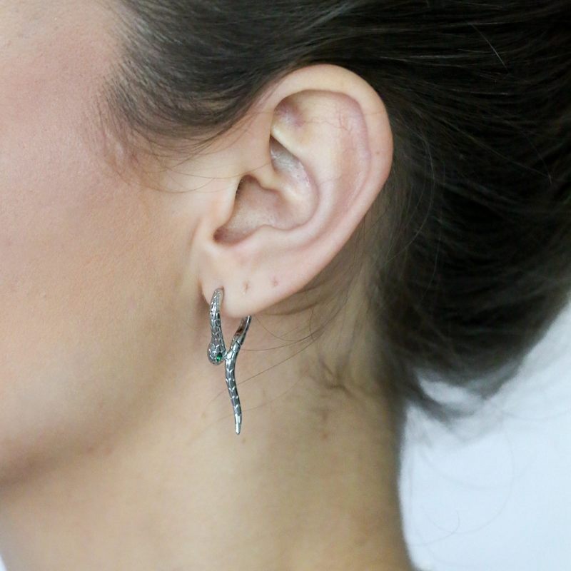 Thumbnail of Snake Hoops In Silver image