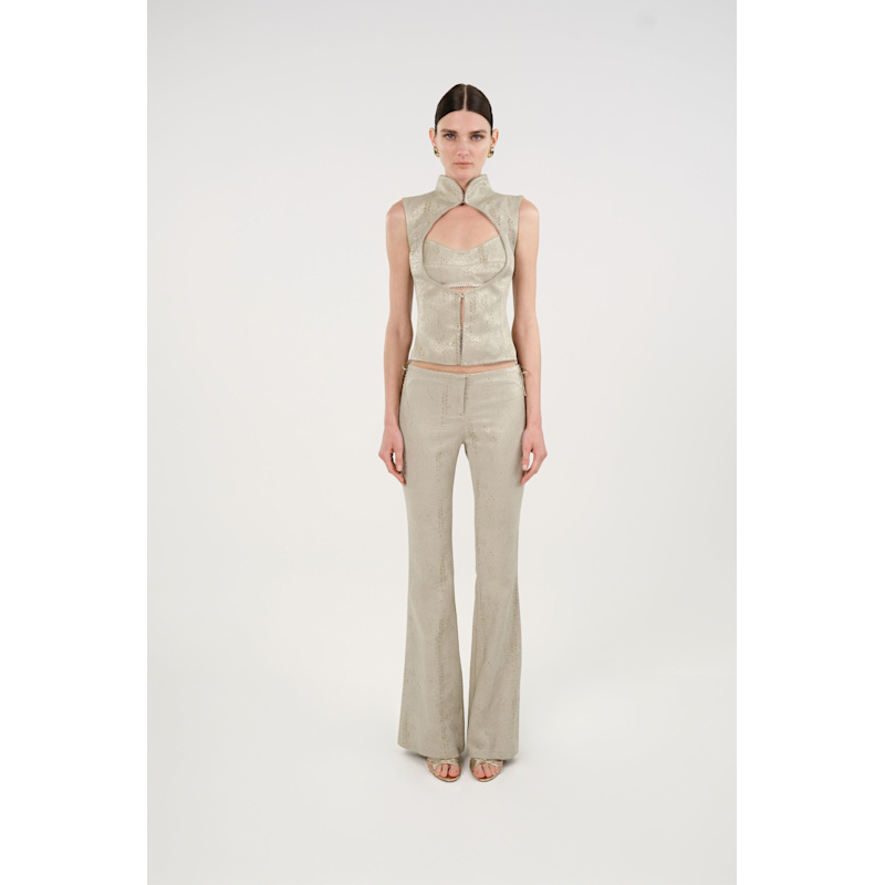 Thumbnail of Snake Print Jacquard Flare Trousers image