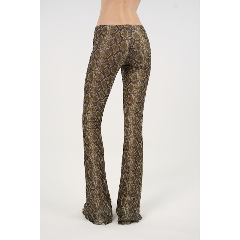 Thumbnail of Snake Print Low-Rise Flare Trousers image