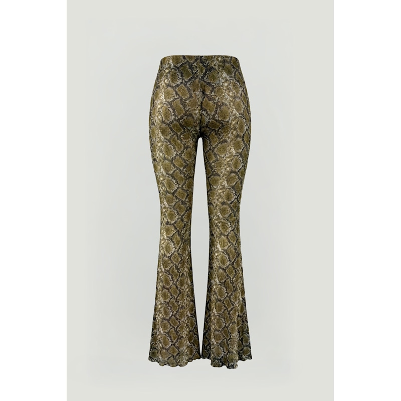 Thumbnail of Snake Print Low-Rise Flare Trousers image