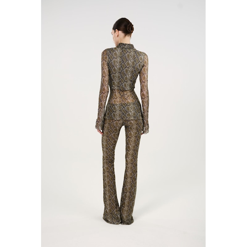 Thumbnail of Snake Print Low-Rise Flare Trousers image