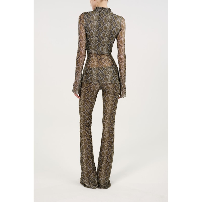 Thumbnail of Snake Print Low-Rise Flare Trousers image