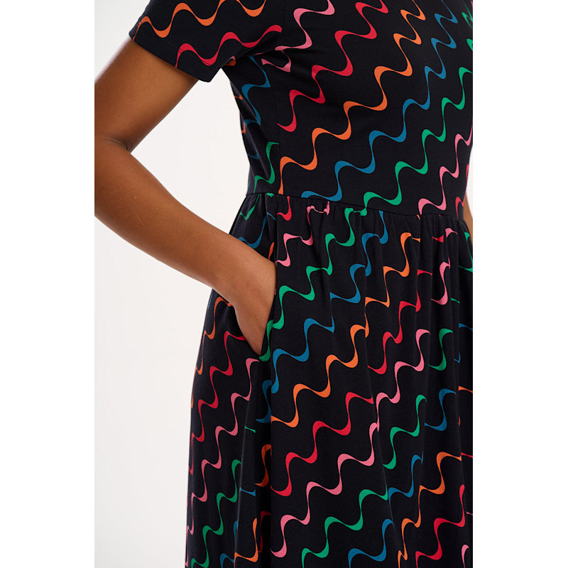 Thumbnail of Sofia Jersey Midi Dress Black, Undulating Waves image