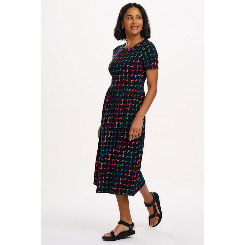 Thumbnail of Sofia Jersey Midi Dress Black, Undulating Waves image