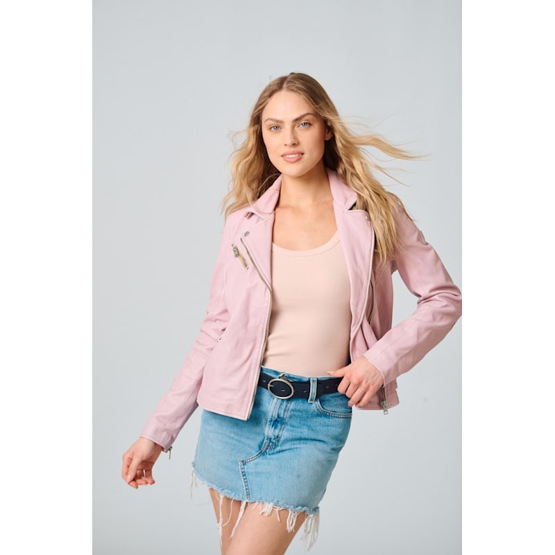 Thumbnail of Sofia Rf Leather Jacket - Hibiscus Pink image