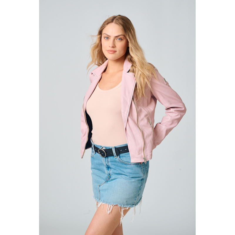 Thumbnail of Sofia Rf Leather Jacket - Hibiscus Pink image