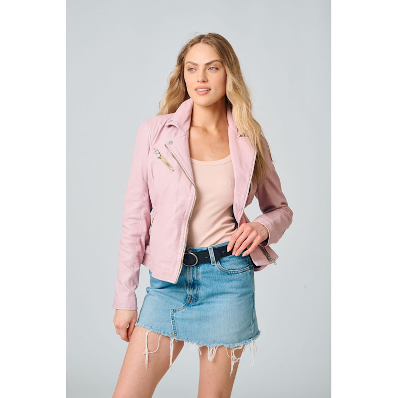 Thumbnail of Sofia Rf Leather Jacket - Hibiscus Pink image