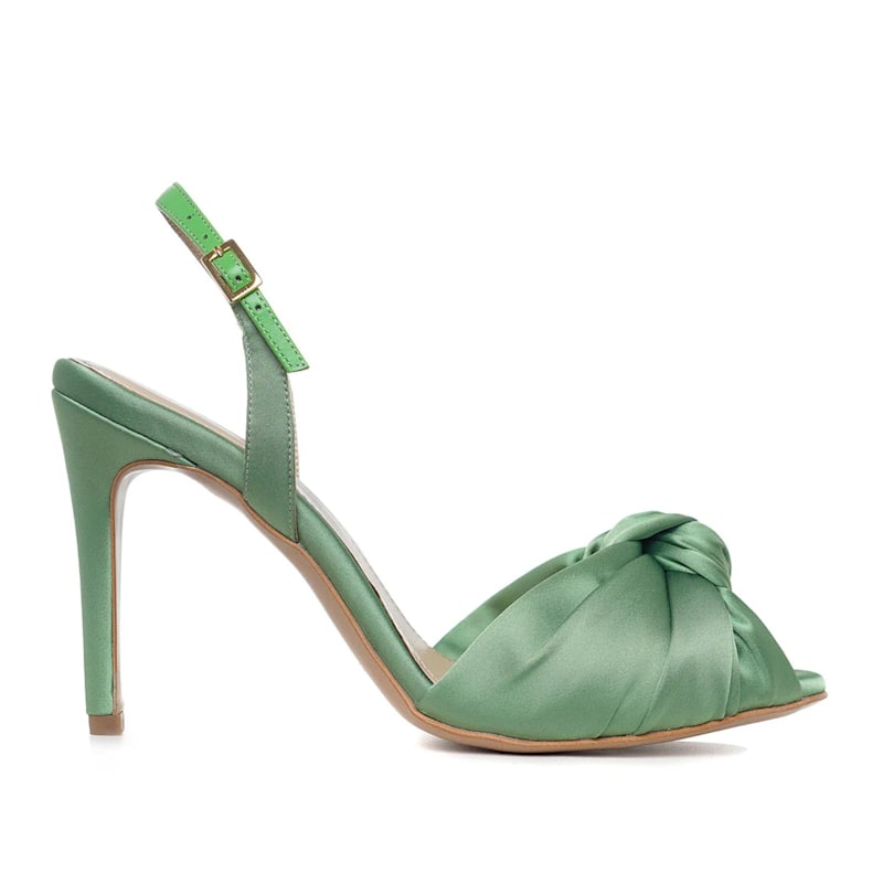 Thumbnail of Sofia Satin Sandals, Sage Green image
