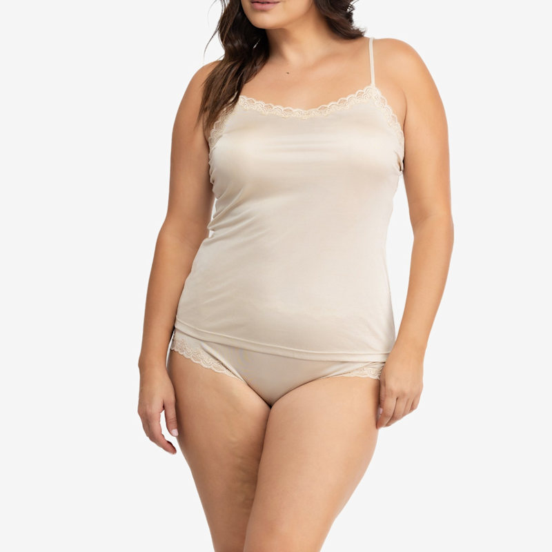 Thumbnail of Soft Silk Lace Camisole - Smoke Grey image