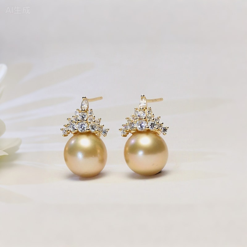 Thumbnail of Solara Golden Pearl Earrings image