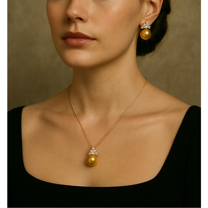 Thumbnail of Solara Golden Pearl Earrings image