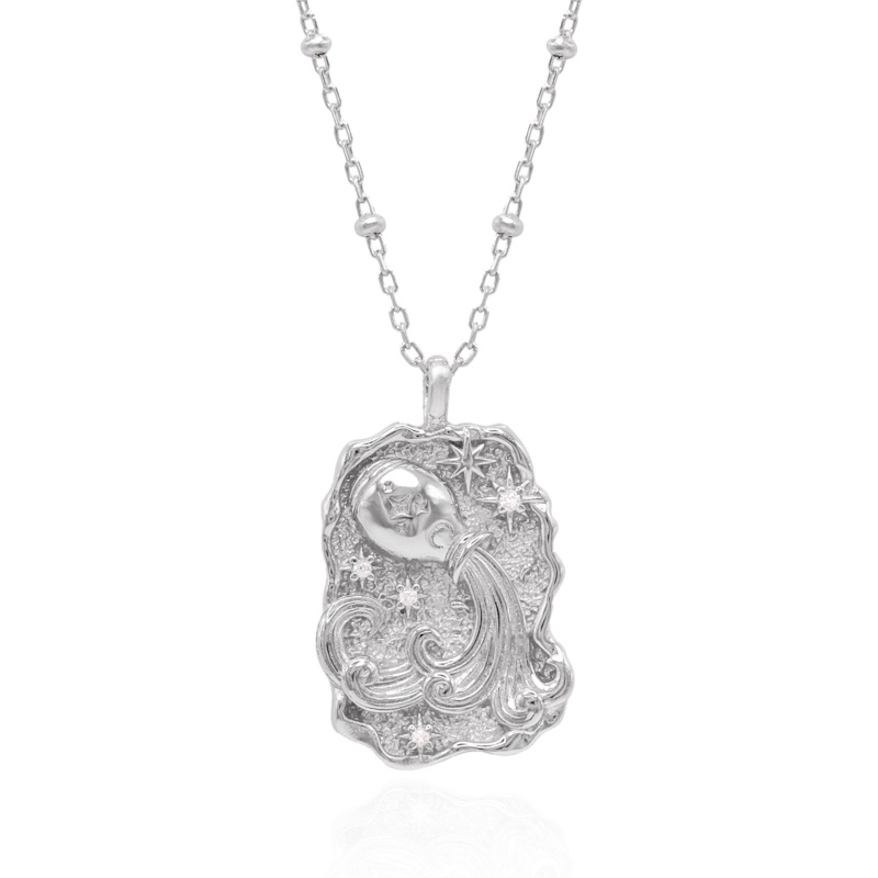 Thumbnail of Solara Zodiac Necklace - Aquarius Star Sign - Silver image