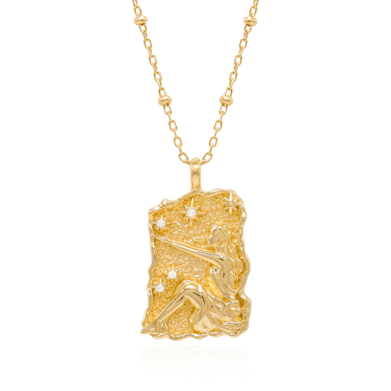 Thumbnail of Solara Zodiac Necklace - Virgo Star Sign - Gold Plated image