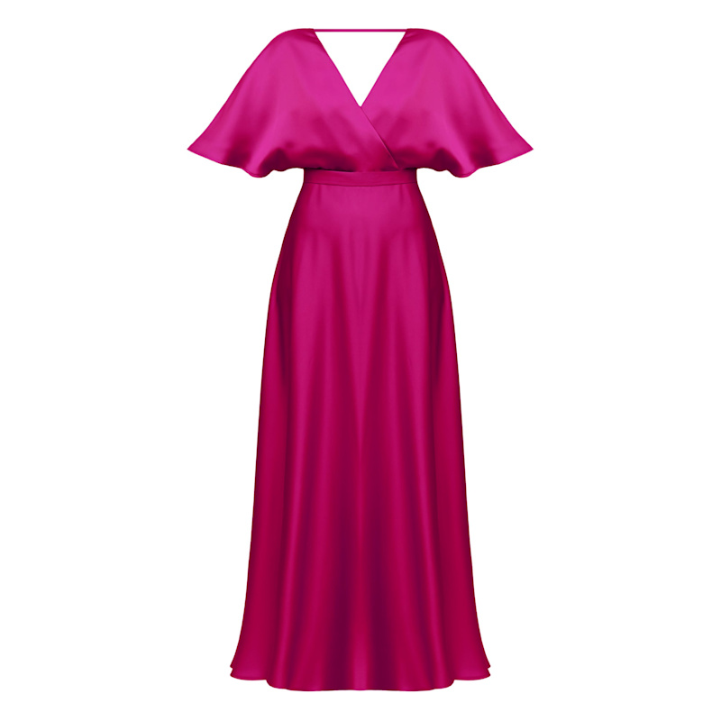 Women's Pink Solene Magenta Satin Long Wedding Guest Dress | Small | Undress Solene Magenta Satin Long Wedding Guest Dress | UNDRESS | Wolf \u0026 Badger