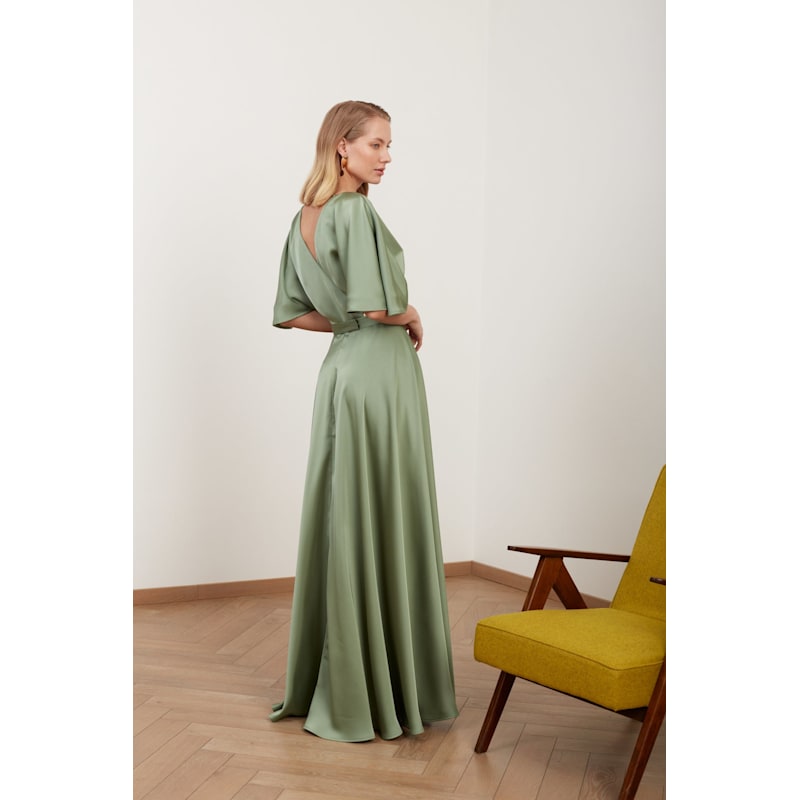 solene sage green satin long wedding guest dress reviews Buy Cowl Neck Bridesmaid Maxi from Next USA up back Sage Green Long Wrap Dress,