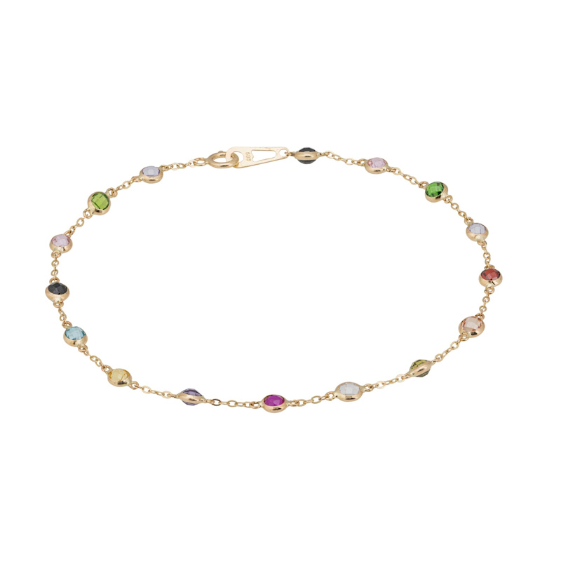 Thumbnail of Solid 14K Gold Rainbow Multi Gemstone Bracelet image