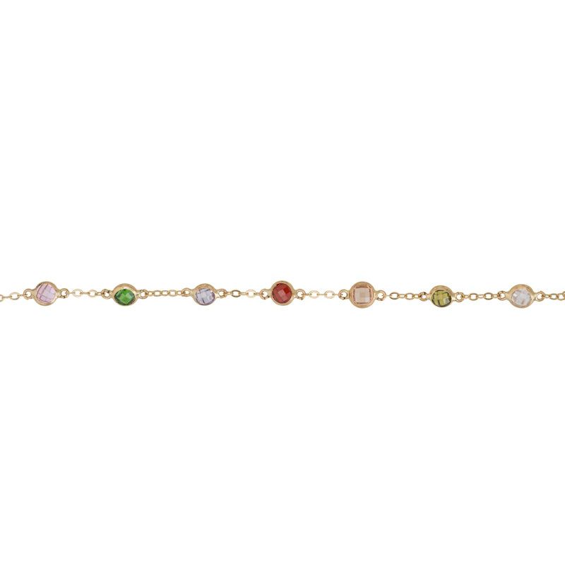 Thumbnail of Solid 14K Gold Rainbow Multi Gemstone Bracelet image