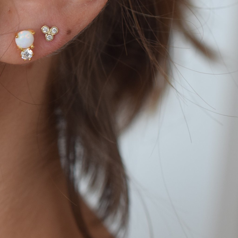 Thumbnail of Solid 14Kt Gold Diamond Trio Studs image