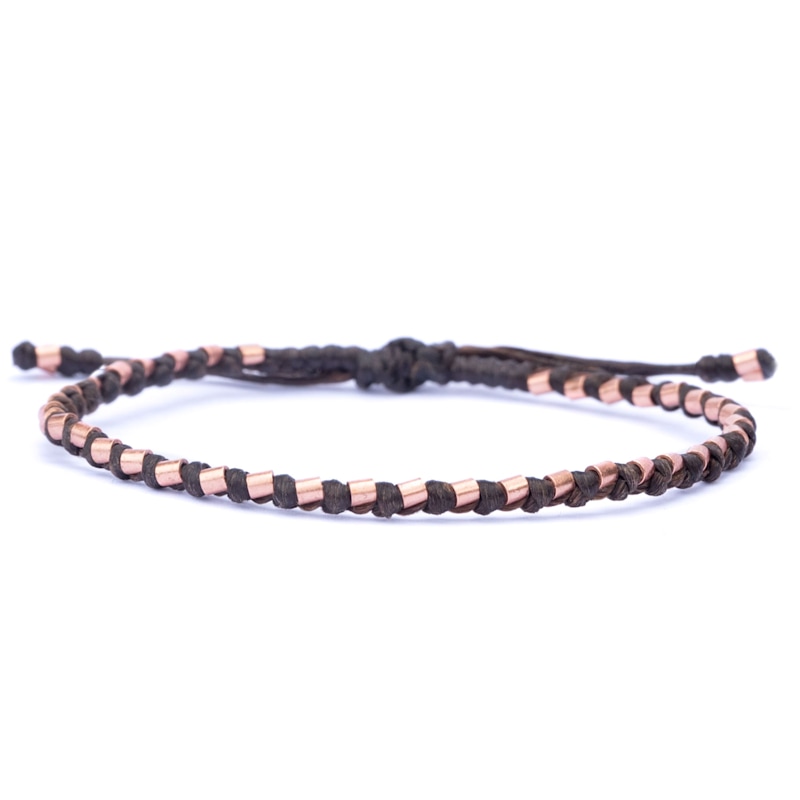 Thumbnail of Handmade Pure Copper And Brown Vegan Cord Womens Bracelet - The Healer image