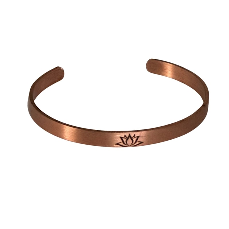 Thumbnail of Engraved Copper Lotus Cuff Bracelet image