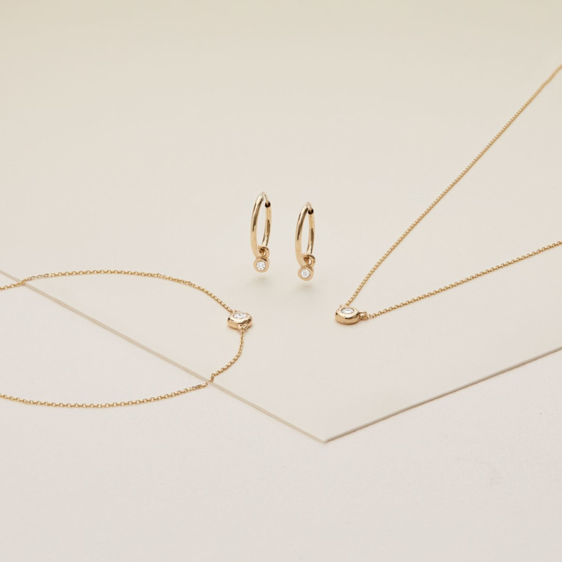 Thumbnail of Solid Gold Floating Diamond Necklace image