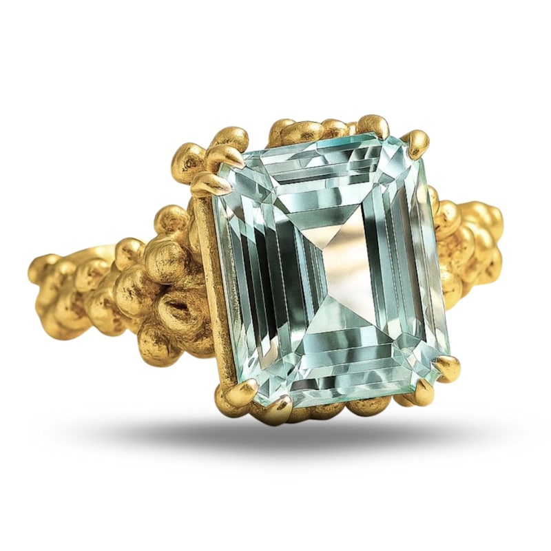 Thumbnail of Solid Gold Ocean Blue Beryl Gemstone Ring - Seraphina image