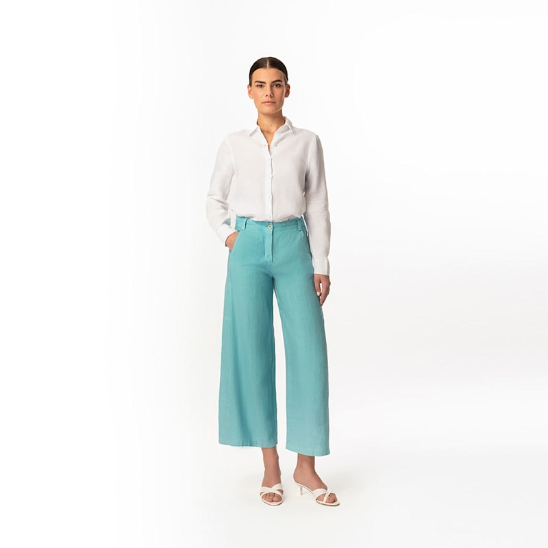 Thumbnail of Solid Linen Shirt With Long Sleeved Ocean Air image