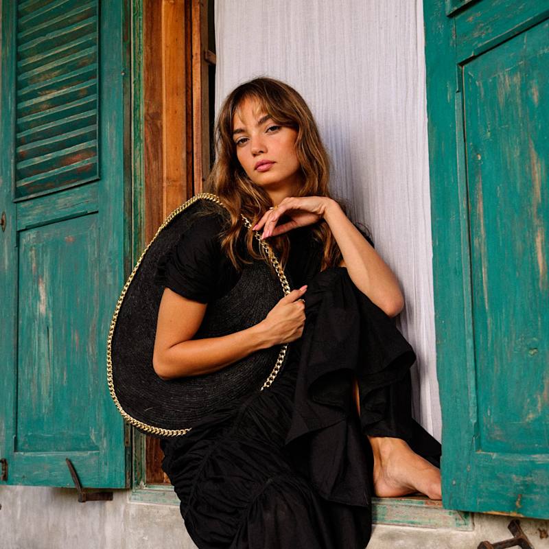 Thumbnail of Solo Fig Large Jute Bag With Gold Chain image