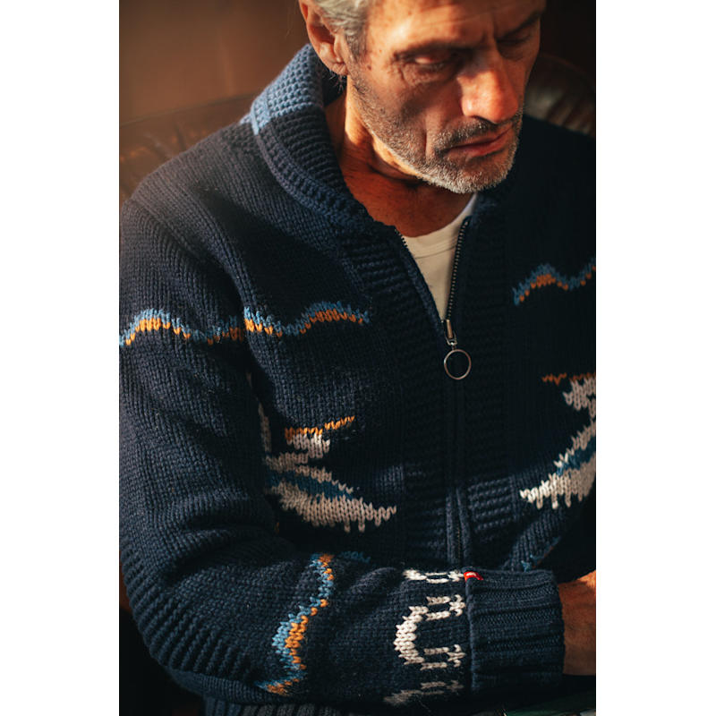 カーディガン Crane Pattern Jacquard Knitted Cardigan Mame Kurogouchi(マメ)の通販 - Seltie セルティ