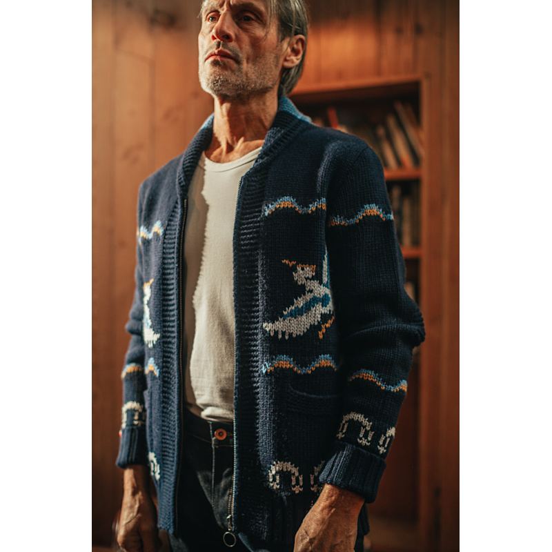 Crane Cardigan Navy | &SONS Trading Co | Wolf & Badger