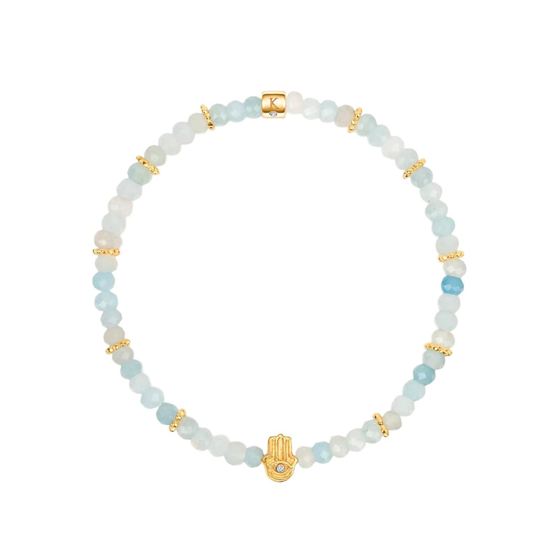 Thumbnail of Soothing Warmth - Labradorite Moonstone Aquamarine Triple Summer Stack image