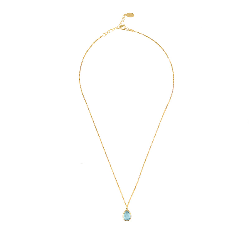 Thumbnail of Pisa Mini Teardrop Necklace Gold Blue Topaz image