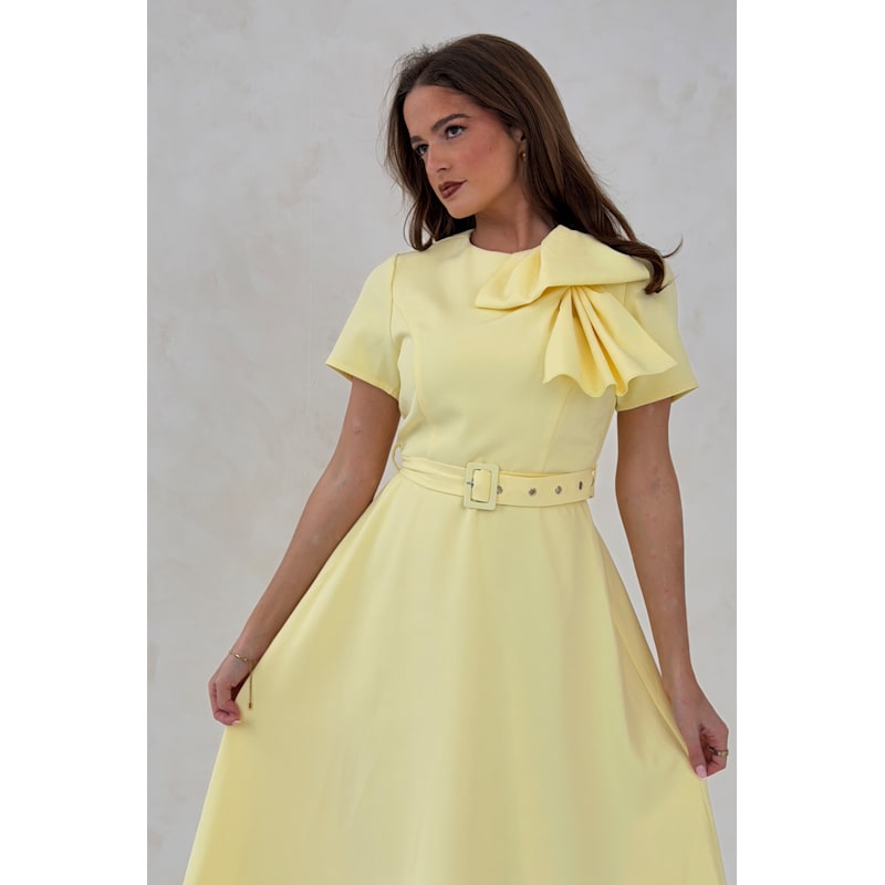 sorelle gold dress Belted Midi Yellow by Girl In Mind Junior Prom Dresses
