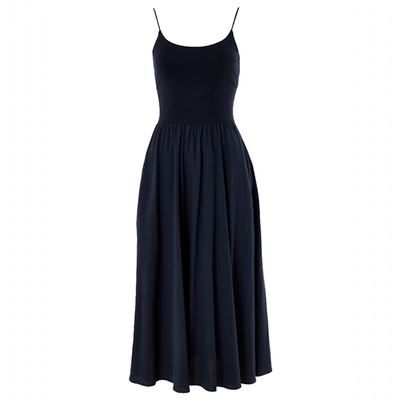 Louche Soumia Midi Dress With Jersey Bodice And Recycled Cotton Skirt - Black