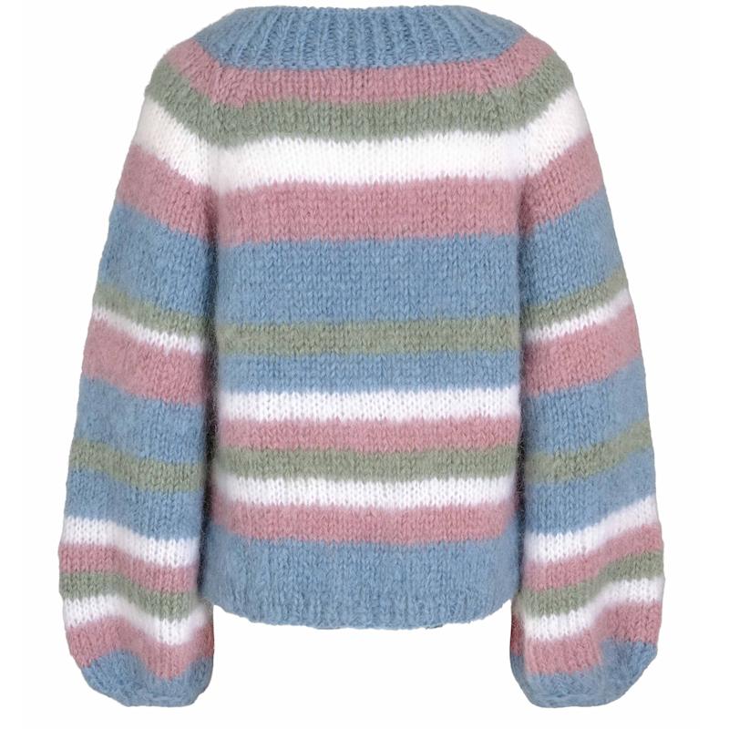 Thumbnail of Soy Hand Knitted Chunky Mohair Cardigan Frosty Stripes image