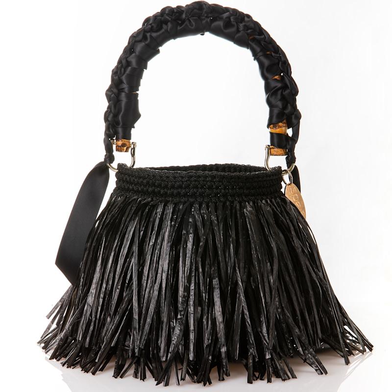 Thumbnail of Bucket Raffia Fringes Black image