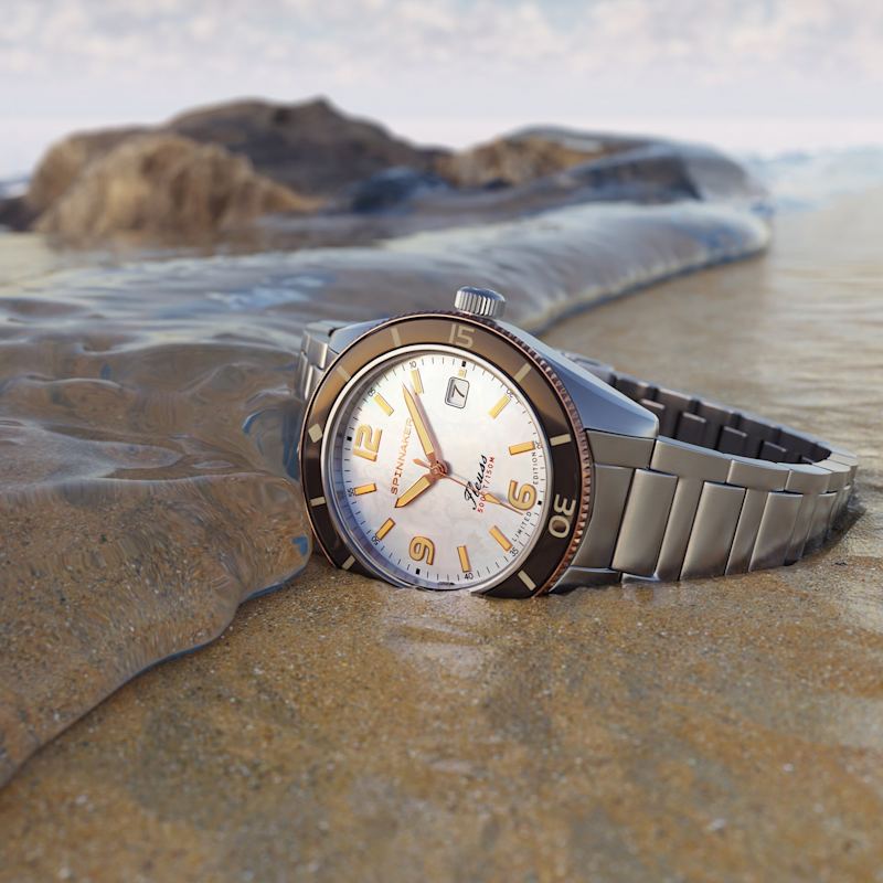 Thumbnail of Spinnaker Fleuss Automatic White Pearl Diver Limited Edition Men's Watch image