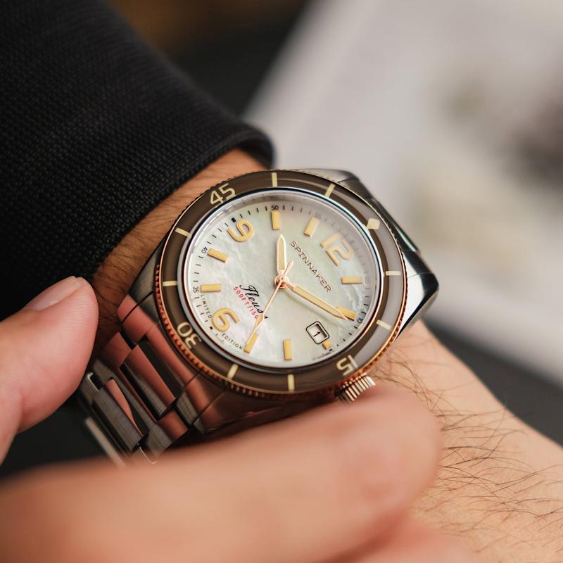 Thumbnail of Spinnaker Fleuss Automatic White Pearl Diver Limited Edition Men's Watch image