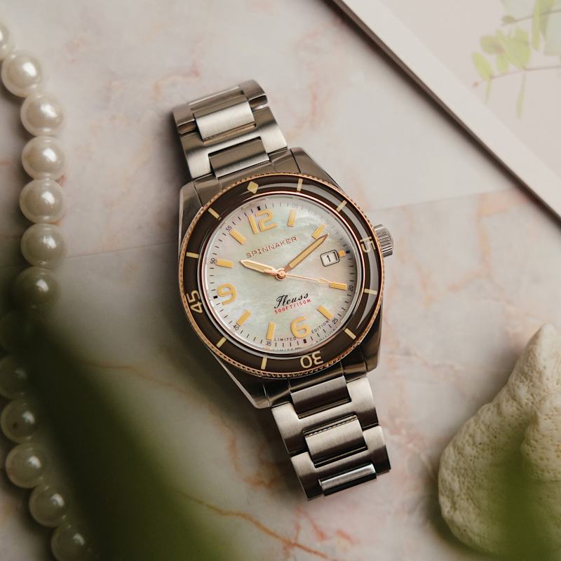 Thumbnail of Spinnaker Fleuss Automatic White Pearl Diver Limited Edition Men's Watch image