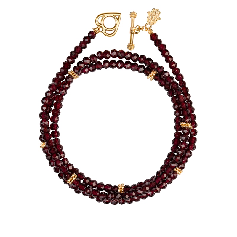 Thumbnail of Garnet Stone Heart Charm Wrap Bracelet – Love & Energy Gemstone Jewelry – Spirit of Love image